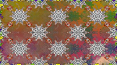 Kusursuz çiçek deseni duvar kâğıdı olarak kullanılabilir. Raster illüstrasyonu. Kahverengi renkte çiçekler.