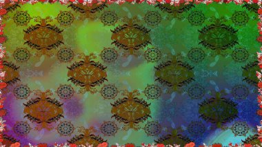 Yeşil renkli çiçekler. Raster illüstrasyonu. Kusursuz çiçek deseni duvar kağıdı için kullanılabilir.