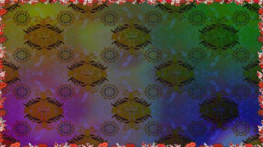 Oldukça eski bir besin torbası deseni, küçük yeşil renkte, çiçekler. Tekstil, kumaş, kapaklar, duvar kağıtları, baskı, naylon, yapıştırma, örgü, dekupaj için çiçeksiz arkaplan. Millefleurlar.