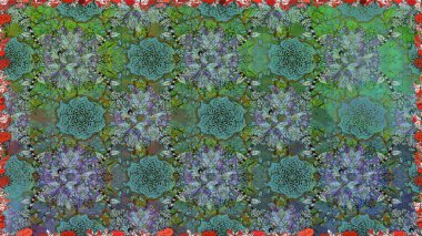 Renkli Bahar Temalı Kusursuz Arkaplan. Raster. Düz Çiçek Elementleri Tasarımı.