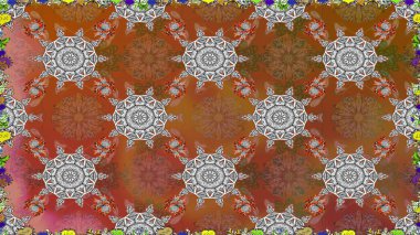 Süslü, dikişsiz, soyut çiçeklerle süslenmiş. Şekillendirilmiş çiçeklerle kusursuz desen. Çiçek deseni duvar kağıdı, şablon dolguları ve web sayfası arkaplanı için kullanılabilir.