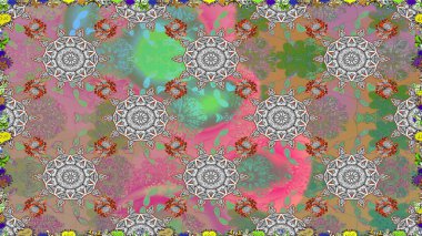 Düz Çiçek Elementleri Tasarımı. Gri renkli çiçekler. Renkli Bahar Temalı Kusursuz Arkaplan. Güzel çiçek deseni..