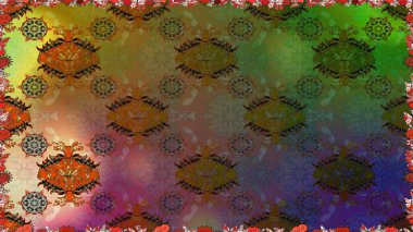 Raster çiçek izi. Çiçeksel kahverengi, pürüzsüz desen. Klasik taslak çizimi.