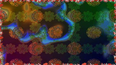 Renkli Bahar Temalı Kusursuz Arkaplan. Düz Çiçek Elementleri Tasarımı. Sevimli çiçek raster deseni. Kahverengi renkte çiçekler.