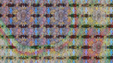 Tarafsız renklerde çok renkli, zarif küçük çiçekler ve komik böcekler, raster deseni, illüstrasyon.