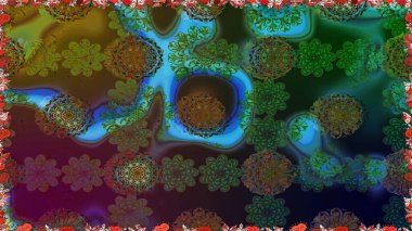 Raster illüstrasyonu. Kahverengi renklere karalamalar çizen kusursuz çiçek deseni.