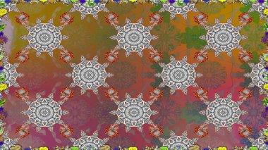 Küçük çiçekteki sevimli çiçek deseni. Varicolobrown raster kusursuz illüstrasyon. Birçok kahverengi ve soyut çiçekli tropikal, pürüzsüz desen.