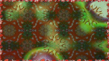 Çiçekli karalama şeklinde Raster çiçek deseni. Kahverengi renkli çiçekler. Nazik, narin çiçek arkaplanı.