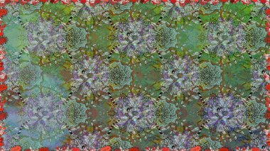 Çiçek desenleri yeşil renklerde, el yapımı papatyalar, papatyalar. Tekrarlayan çiçek arkaplanı, zarif yeşil çiçek duvar kağıdı.