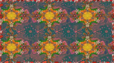 Çiçekli zambaklar kusursuz bir arka plan. Parlak çiçekli kolaj çiçekleri kahverengi. Çiçek tasarımı için inanılmaz kolaj cennet tarzı..