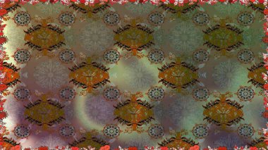 Etnik Mandala havlusu. Kusursuz süs izi. Sınır Kızılderili çiçekli paisley patten. Tebrik kartı geçmişi, boyama kitabı, arkaplan ve tekstil için kullanılabilir. Raster Henna tarzı.