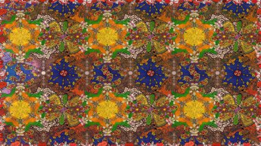 Kusursuz bir arka plan modeli. Suluboya, elle çizilmiş. Raster - stok. Vadinin çiçekleri kahverengi, yeşil ve turuncu renklerde.