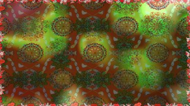 Kabile sanatı boho baskısı, klasik çiçek arkaplanı. Soyut etnik raster kusursuz desen. Arkaplan dokusu, duvar kağıdı, kahverengi renkli çiçek teması.