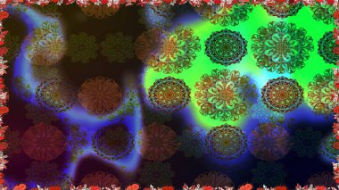 Düz Çiçek Elementleri Tasarımı. Renkli Yaz Temalı Kusursuz Arkaplan. Raster illüstrasyonunda kusursuz çiçek deseni. Kahverengi renkte çiçekler.