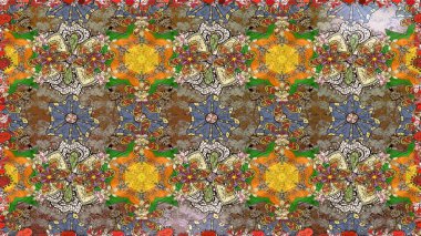 Kahverengi renkli çiçekler. Raster illüstrasyonunda kusursuz çiçek deseni.