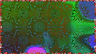 Raster illüstrasyonu. Yeşil renklerde. Çiçekli güzel suluboya desen.