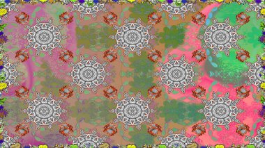 Gri renklerde bahar çiçekleri. Raster illüstrasyonu. Raster çiçek desenli ve çiçekli..