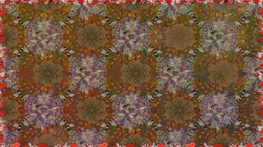 Çiçekli güzel suluboya desen. Kahverengi renklerde. Raster illüstrasyonu.