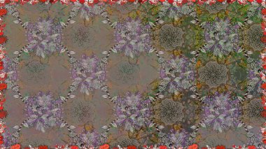 Yaz tema Dikişsiz desen arka plan rengi. Trendy sorunsuz çiçek deseni içinde Raster resim. Güzel kumaş deseni. Düz çiçek öğeleri tasarım.