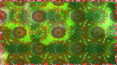 Düz çiçek elemanları tasarım. Renkli Bahar teması kesintisiz desen arka plan. Dikişsiz çiçekler deseni. Raster Illustration. Güzel kumaş deseni. Asya Tekstil tarzında.