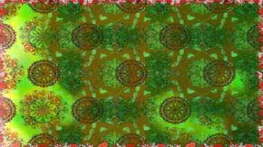 Küçük çiçekli basit, dikişsiz desen. Moda baskısı, albüm, ambalaj kağıdı ve duvar kağıdı için zarif dekoratif süslemeler. Raster illüstrasyonu. Yeşil renkte şirin çiçekler..