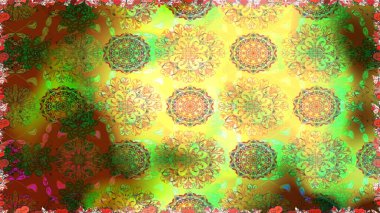 Güzel kumaş deseni. Renkli Bahar Temalı Kusursuz Arkaplan. Kusursuz çiçek deseni. Düz Çiçek Elementleri Tasarımı. Raster illüstrasyonu. Asya tekstil tarzında.