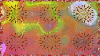 Yumuşak, yaz çiçekli arka plan. Çiçekli karalama şeklinde Raster çiçek deseni. Kahverengi renkte çiçekler.