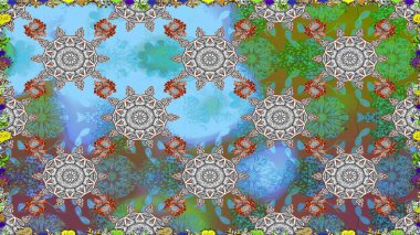 Raster düz çiçekleri pürüzsüz desen. Mavi renkli çiçekler. Tasarım hediye paketi, tebrik kartları, posterler ve afiş tasarımı.