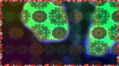 Renkli Bahar Temalı Kusursuz Arkaplan. Raster illüstrasyonunda kusursuz çiçek deseni. Düz Çiçek Elementleri Tasarımı. Süslü kumaş deseni.