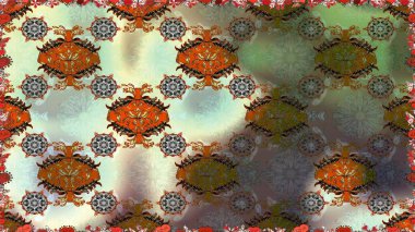 El çizimi çiçekli, soyut, pürüzsüz desen. Kahverengi renkli çiçekler. Raster illüstrasyonu.