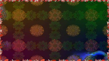 Raster illüstrasyonu. Kahverengi renkli çiçekler. Çiçekli, suluboya desenli kusursuz çiçek deseni. Düz Çiçek Elementleri Tasarımı. Renkli Bahar Teması Kusursuz Arkaplan.