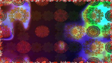 Düz Çiçek Elementleri Tasarımı. Sevimli çiçek raster deseni. Modaya uygun kumaş deseni. Renkli Yaz Temalı Kusursuz Arkaplan.