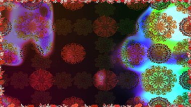 Kahverengi renklerde bahar çiçekleri. Raster illüstrasyonu. Çiçek ve yapraklı karalama şeklinde Raster çiçek deseni.