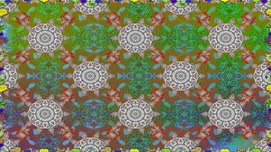 Raster illüstrasyonu. Güzel kumaş deseni. Güzel karalama çiçekleri olan kusursuz çiçek desenleri. Küçük çiçekte sevimli çiçek deseni var..