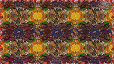 Raster kusursuz. Güzel kumaş deseni. Renkli Bahar Temalı Kusursuz Arkaplan. Düz Çiçek Elementleri Tasarımı. Çiçek deseni.