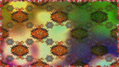 Kahverengi renkli çiçekler. Raster illüstrasyonu. El çizimi çiçekleri olan soyut, pürüzsüz desen.