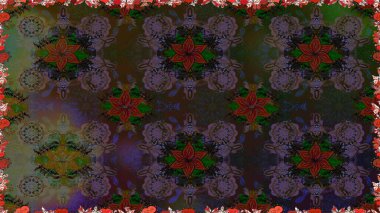 Renkli Bahar Temalı Kusursuz Arkaplan. Raster. Düz Çiçek Elementleri Tasarımı.