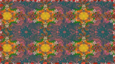 Raster Henna dövme stili. Tekstil, tebrik kartı, boyama kitabı, telefon kılıfı baskısı için kullanılabilir. Etnik Mandala süsü. Hint çiçekli desenli şal desenli..