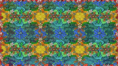 Yumuşak, yeşil renkli yaz çiçekleri. Çiçekli karalama şeklinde Raster çiçek deseni. Raster illüstrasyonu.