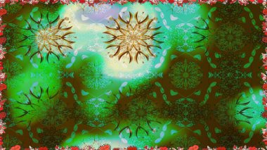 Manzaralı çiçek deseni. Sevgililer günü ve tebrik kartı konsepti için şık bir davetiye. Çiçek kompozisyonu, el boyası, hassas şablon. Üst manzara, yumuşak yeşil renk biçimi.