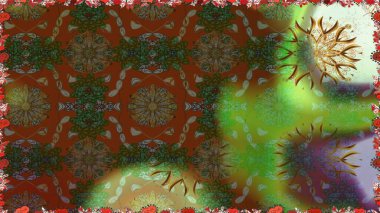 Raster illüstrasyonu. Kusursuz çiçek deseni duvar kâğıdı olarak kullanılabilir. Kahverengi renkte çiçekler.