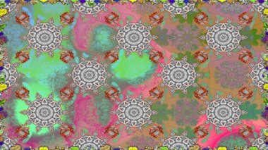 Raster illüstrasyonu. Gri renkli gri papatya deseni. Gri renklerde.