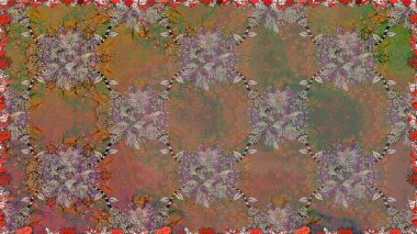 Düz Çiçek Elementleri Tasarımı. Renkli Bahar Temalı Kusursuz Arkaplan. Çiçeksel fantezi tasarımı. Parlak bir arka planda..