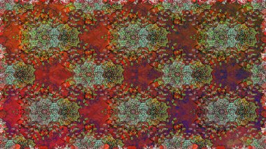 Düz Çiçek Elementleri Tasarımı. Kahverengi renkli çiçekler. Renkli Bahar Temalı Kusursuz Arkaplan. Raster illüstrasyonunda kusursuz çiçek deseni.