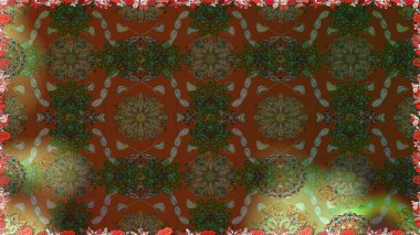 Renkli Bahar Temalı Kusursuz Arkaplan. Raster illüstrasyonu. Kahverengi renkte zarif çiçekli suluboya. Düz Çiçek Elementleri Tasarımı.