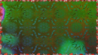 Renkli Bahar Temalı Kusursuz Arkaplan. Raster illüstrasyonu. Şirin çiçek elementleri. Düz Çiçek Elementleri Tasarımı. Kusursuz desenli. Moda desenli..