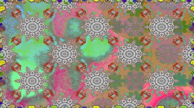 Raster illüstrasyonu. Gri renkli gri papatya deseni. Gri renklerde.