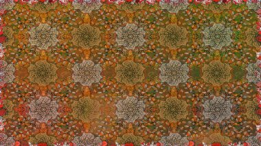 Renkli Bahar Temalı Kusursuz Arkaplan. Kusursuz bir mahsul. Raster Şirin kumaş deseni. Düz Çiçek Elementleri Tasarımı.