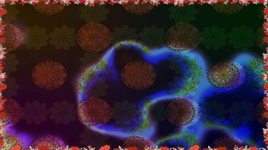 Raster illüstrasyonu. El çizimi. Çiçekli, yapraklı, çiçeksiz çiçek desenli..