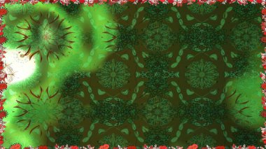 Raster illüstrasyonunda kusursuz çiçek deseni. Güzel kumaş deseni. Raster illüstrasyonu. Yeşil renklerde.